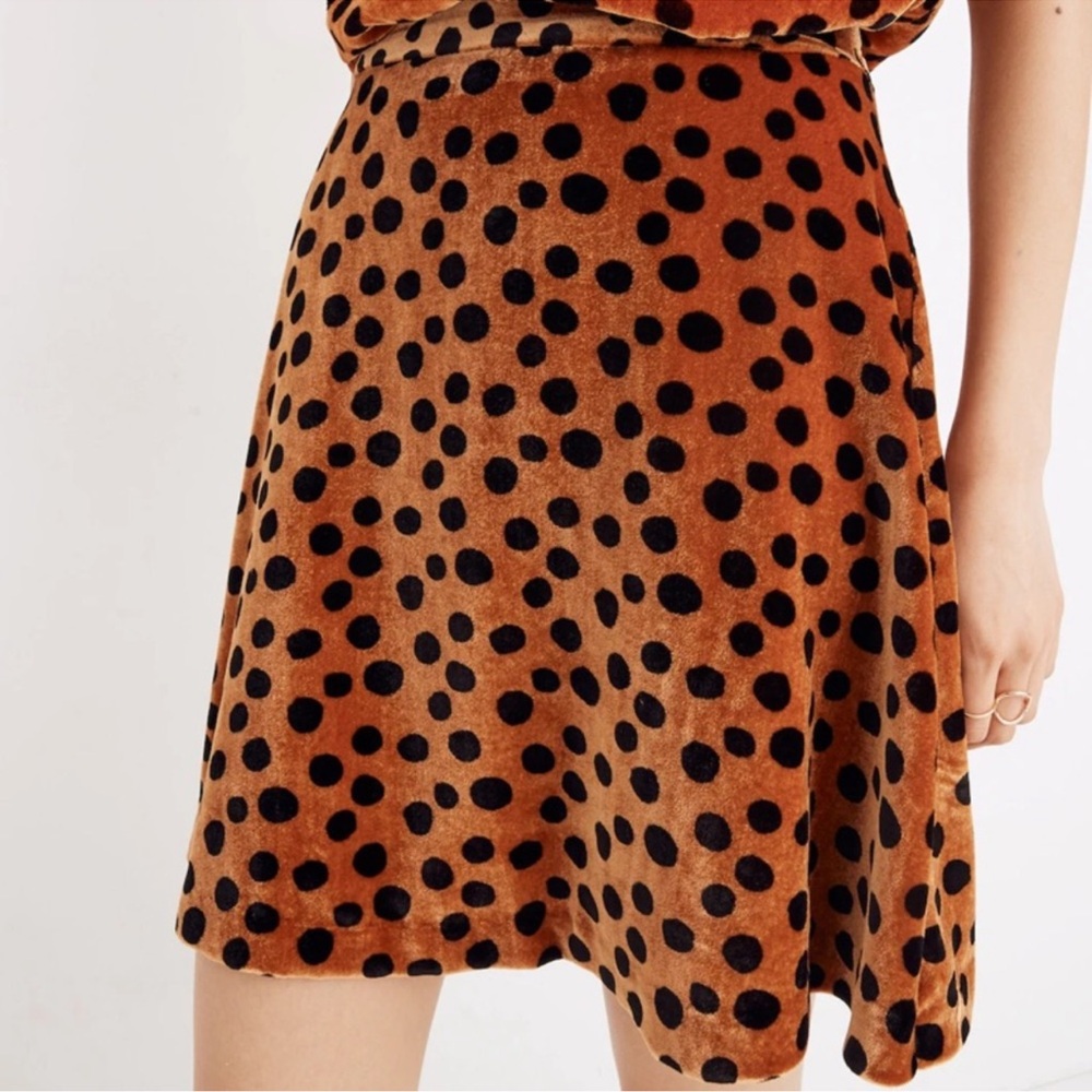 Madewell Velvet Circle Mini Skirt in Leopard Dot